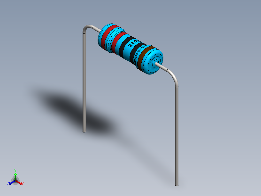 电容器 二极管 电阻器-Resistor 220 Ohm 1 Watt正等轴测图