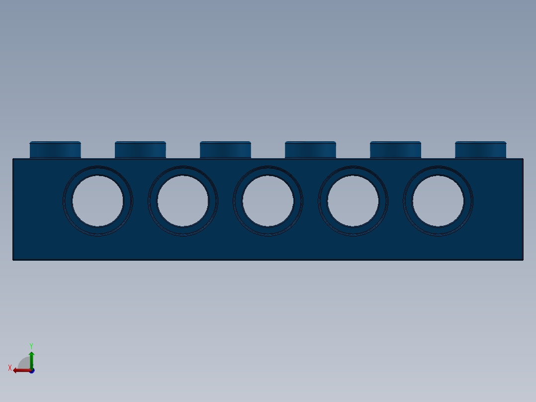 乐高机械组积木（横梁）-389423 Bright Blue Technic Brick 1 x 6 with Holes后视图