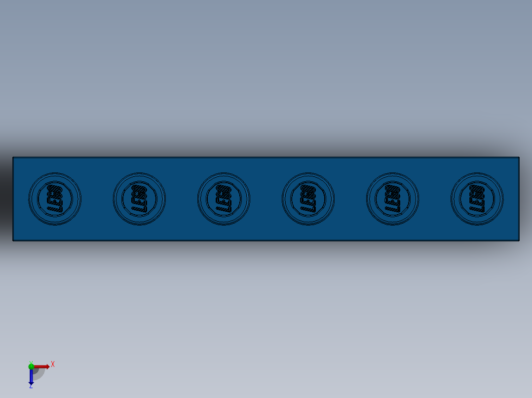 乐高机械组积木（横梁）-389423 Bright Blue Technic Brick 1 x 6 with Holes俯视图