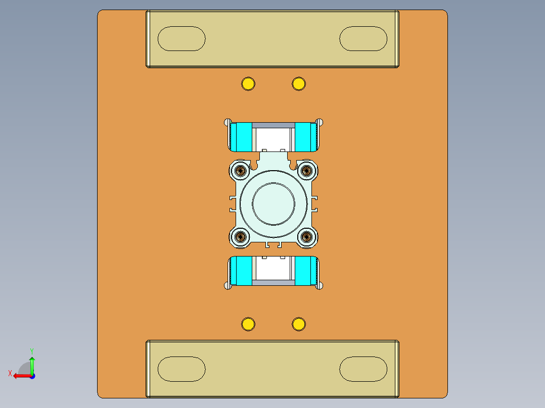 小尺寸方块铝板铣槽程序模型后视图
