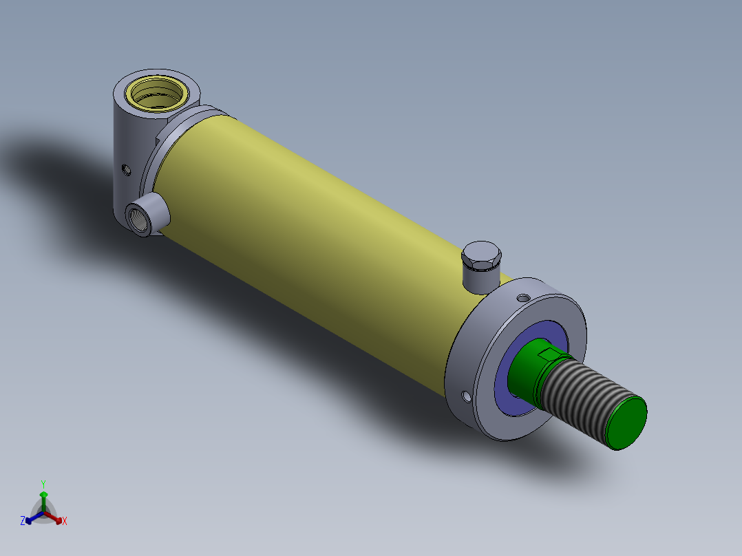 A0002482-焊接型液压缸（带前后端安装孔）90x50x270 毫米正等轴测图