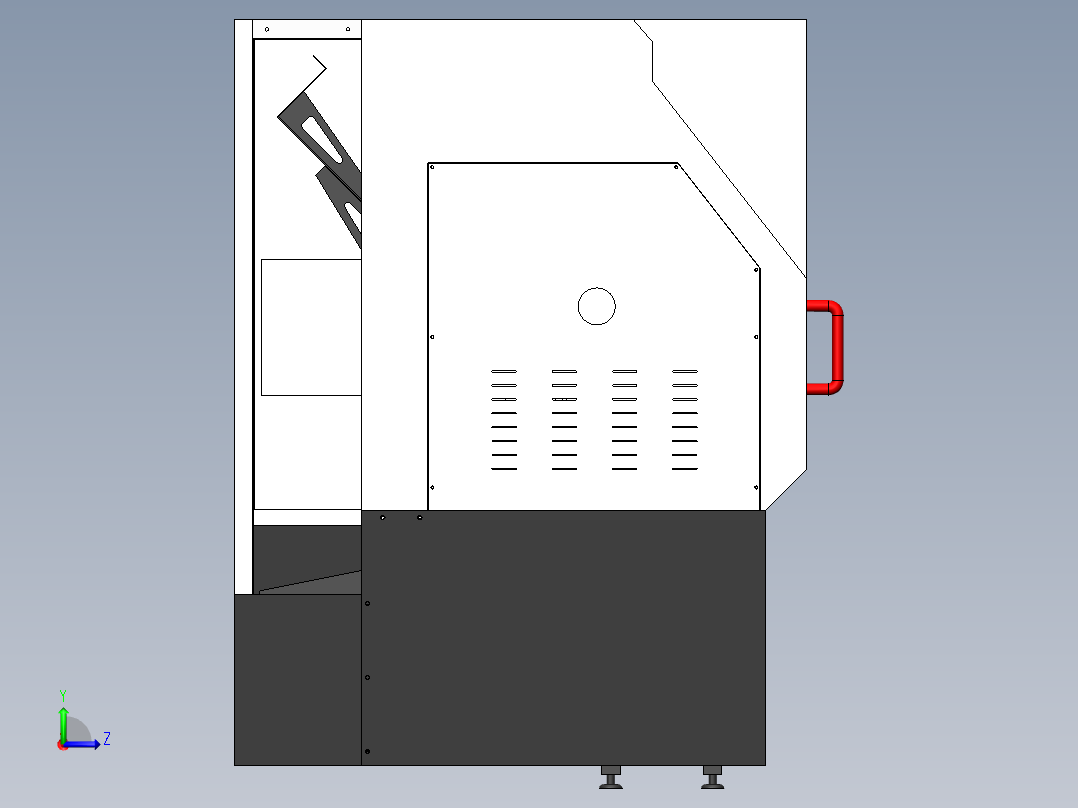 数控机床、数控机床及钣金模型总装3D模型 Solidworks设计左视图