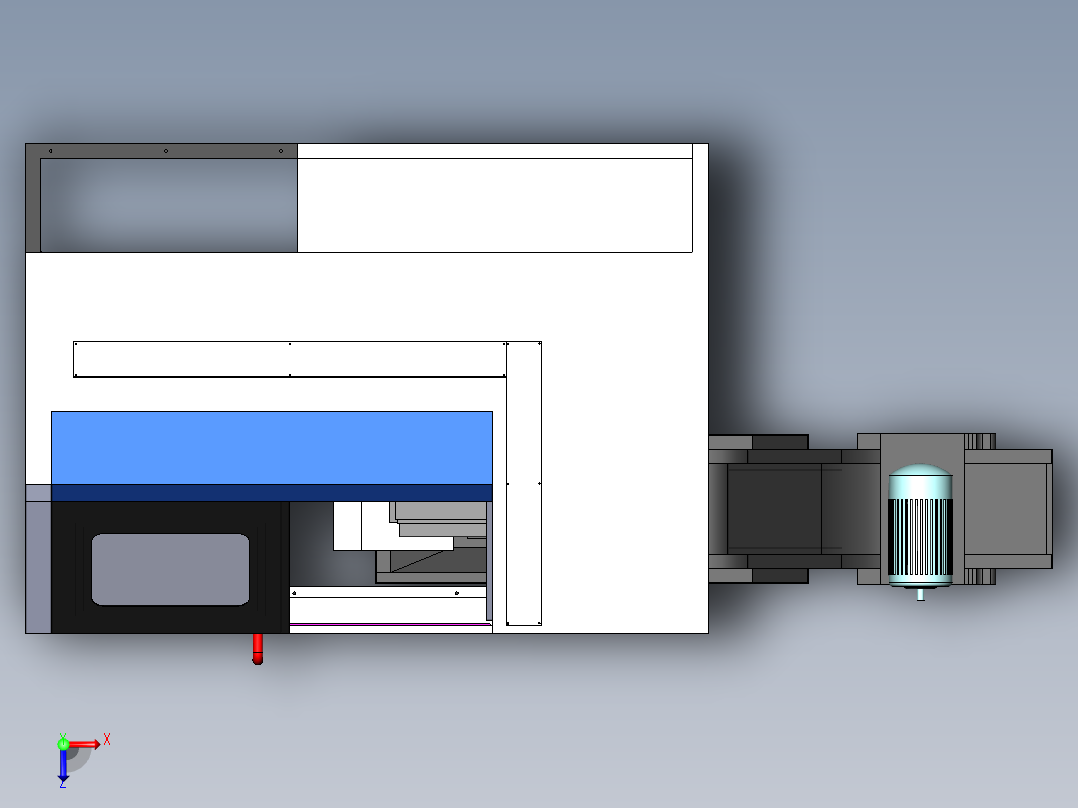 数控机床、数控机床及钣金模型总装3D模型 Solidworks设计俯视图