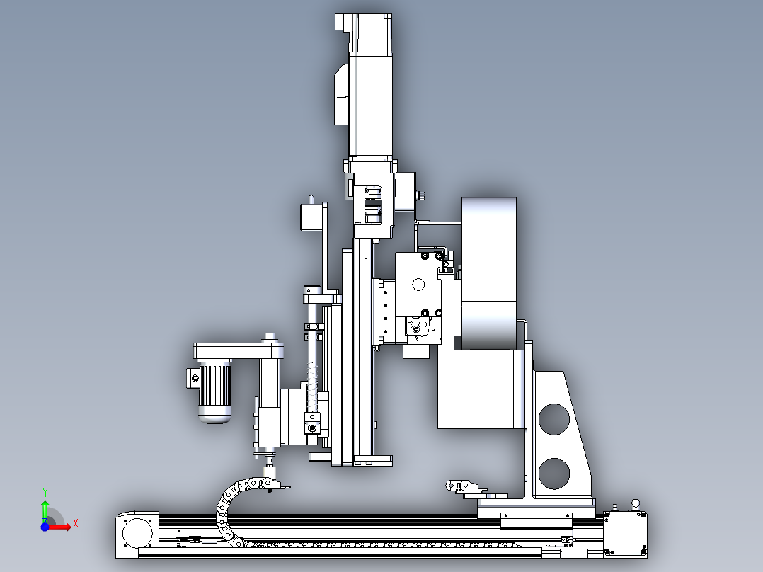 三坐标移动的钻孔攻牙机构前视图
