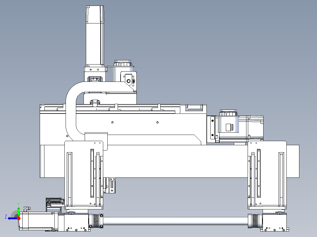 三坐标移动的钻孔攻牙机构右视图