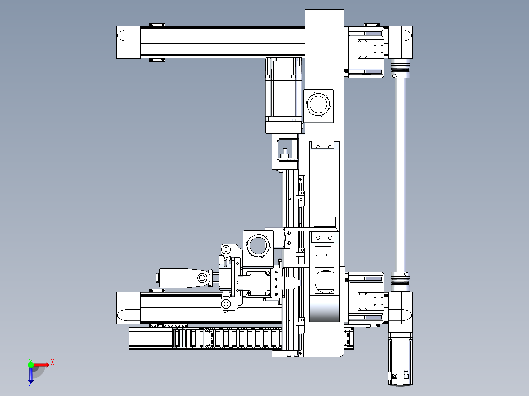 三坐标移动的钻孔攻牙机构俯视图