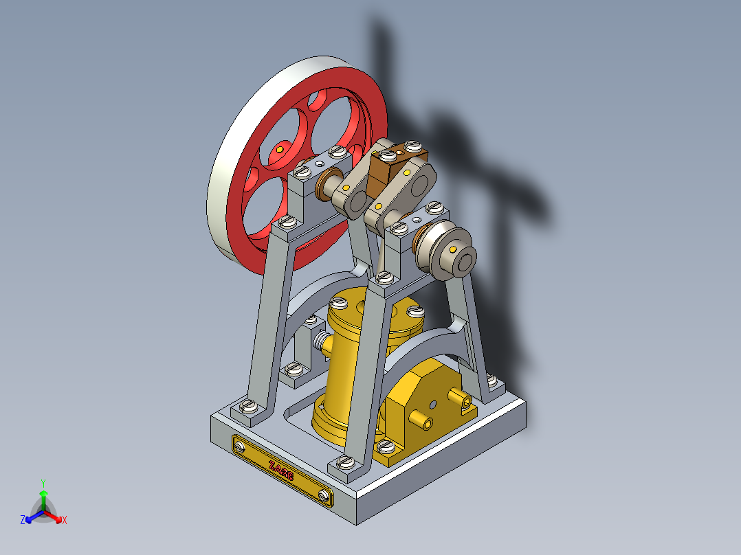 蒸汽机double-acting-oscillating-engine-1832-模型格式为 stp正等轴测图