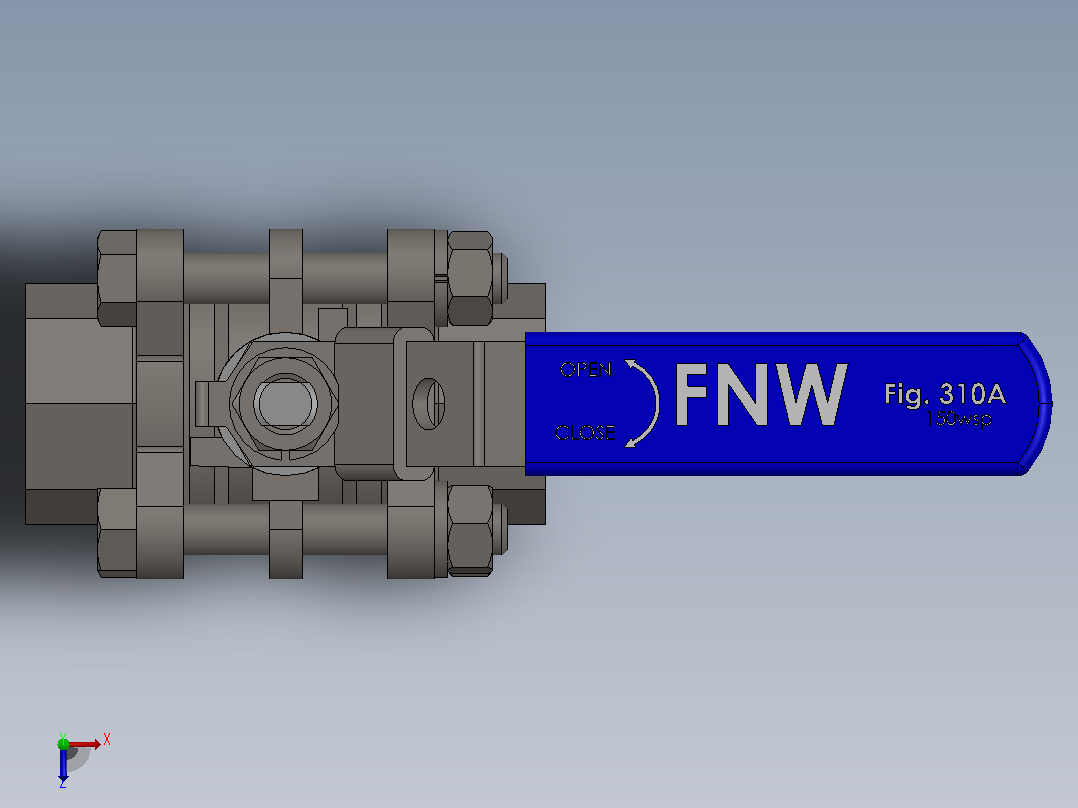 FNW-FNW310AF三片式内螺纹球阀俯视图