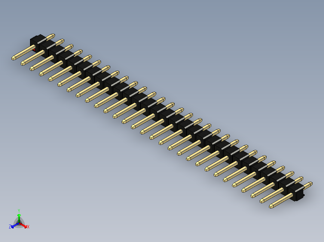 彩色公头100mil（2.54mm）系列-DS1021_black_1x29p_100mil_Type1_rev1.0正等轴测图