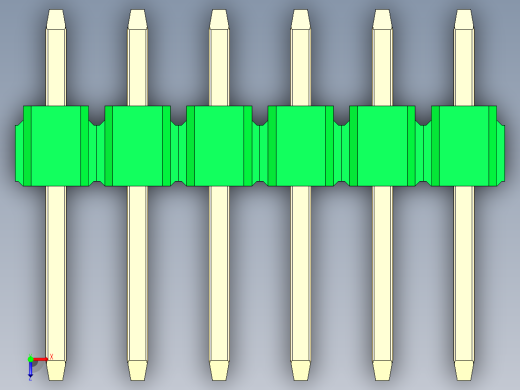 彩色公头100mil（2.54mm）系列-DS1021_green_2x06p_100mil_Type1_rev1.0俯视缩略图