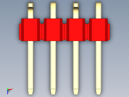 彩色公排针 100mil 2.54mm 系列-DS1022_red_04p_100mil_Type_SMT_R1_rev1.0俯视缩略图