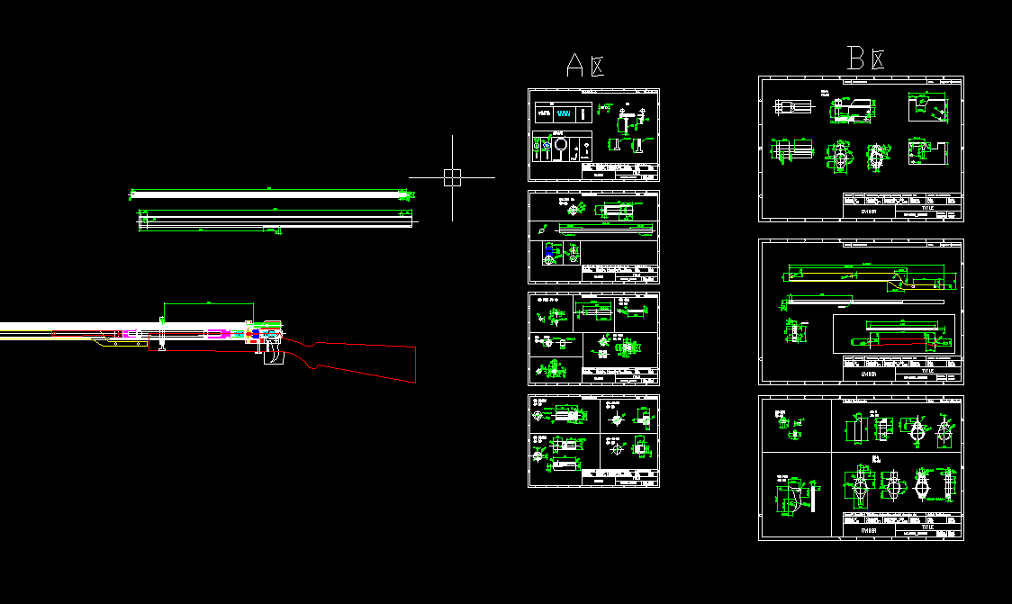 三箭气枪（压气式气狗）加工图纸（精品全套CAD详细图）