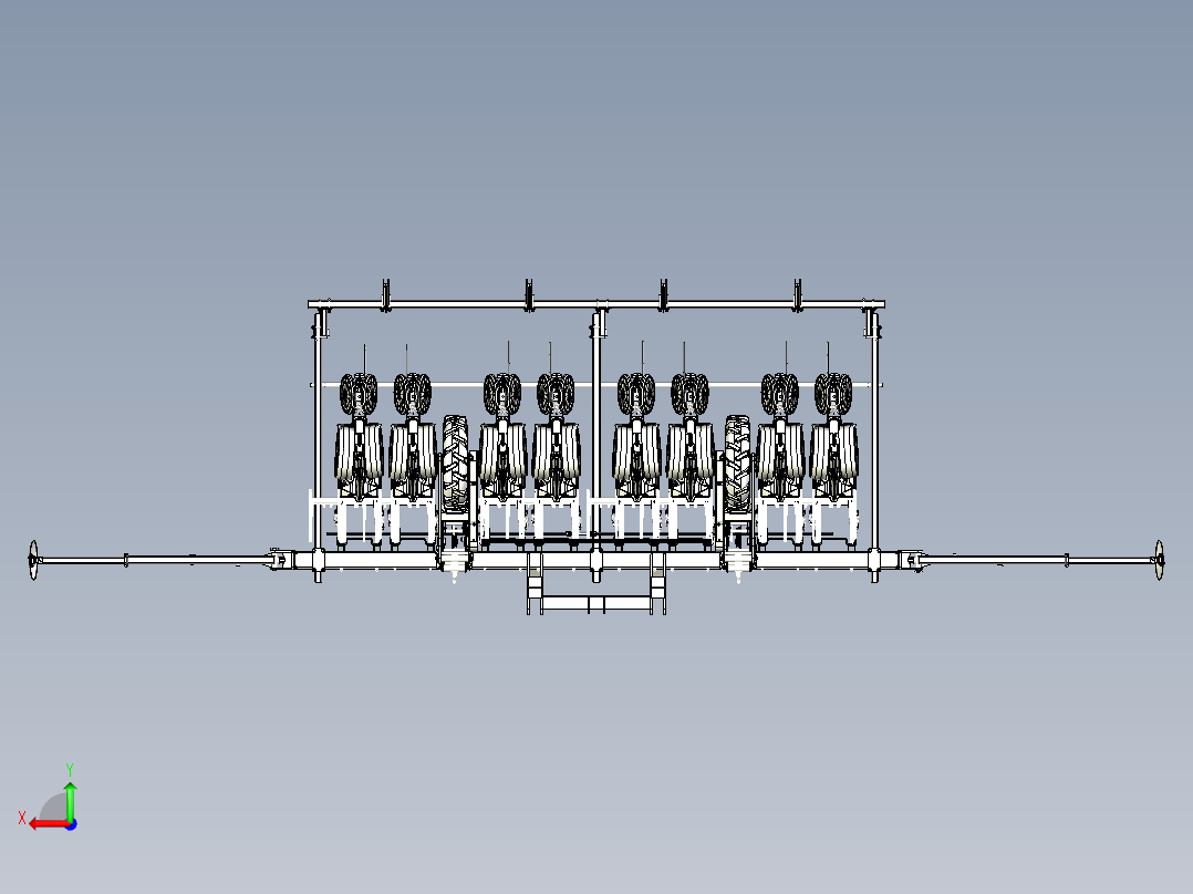 农机装备-八行播种机详细三维模型后视图