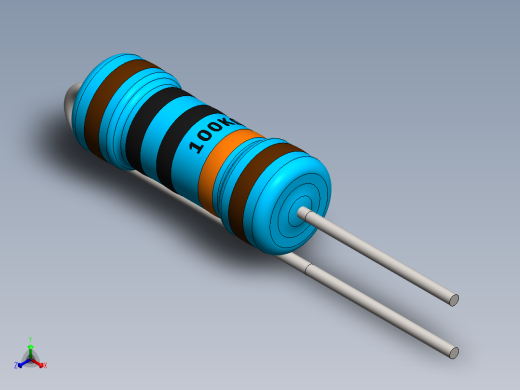 电容器 二极管 电阻器-Resistor Vertical 100K Ohm 1W正等轴测缩略图