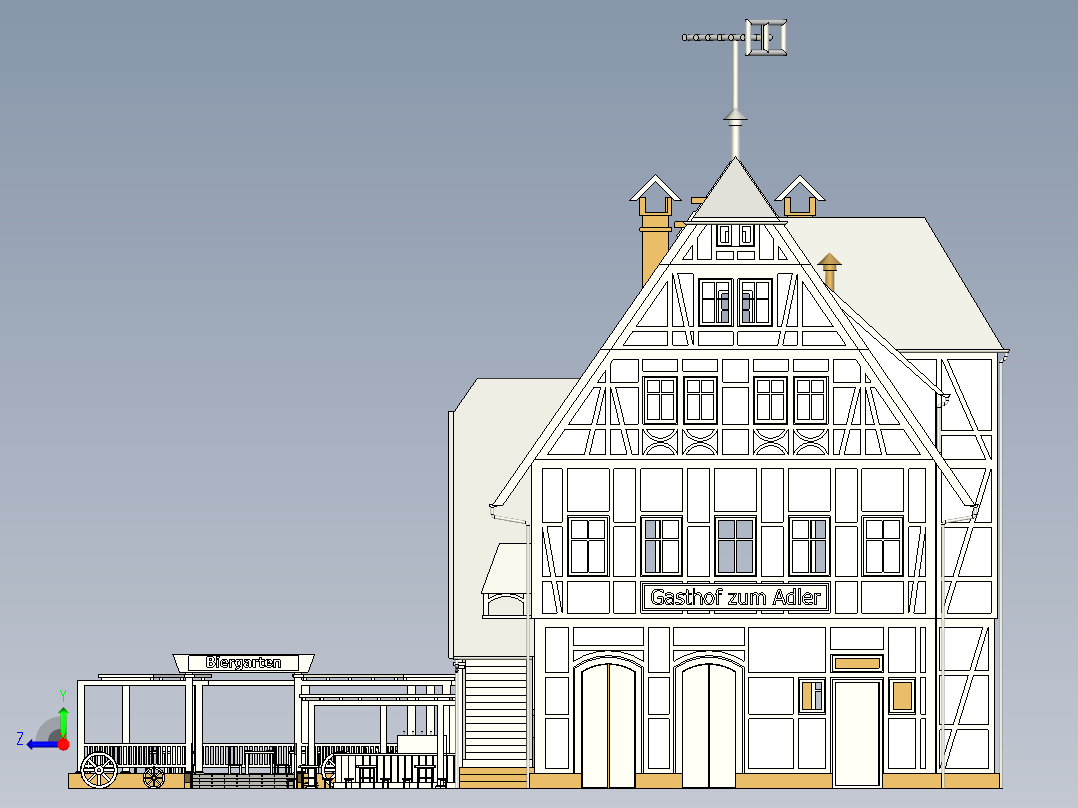 建筑物模型右视图