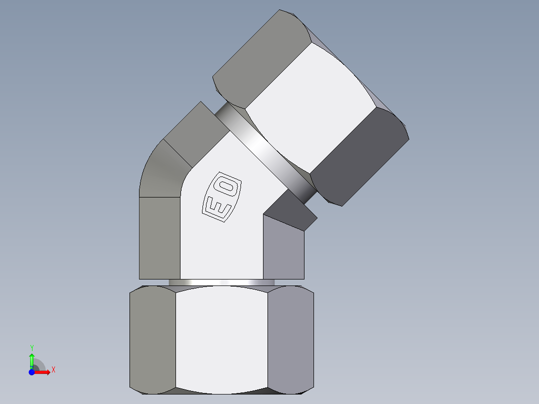 卡套式工业通用硬管接头EO_Swivel_nut_45_deg_elbow_EV16ZSCF前视图