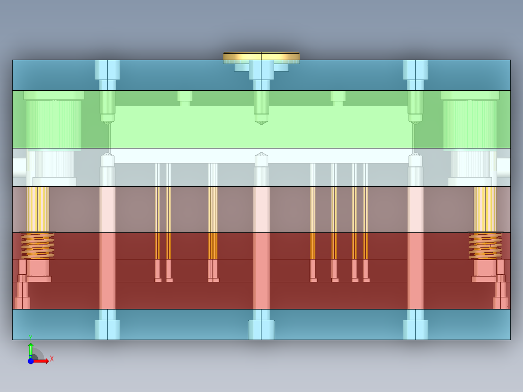 Q117-台灯罩注塑模具设计【三维proe】一模两腔前视图