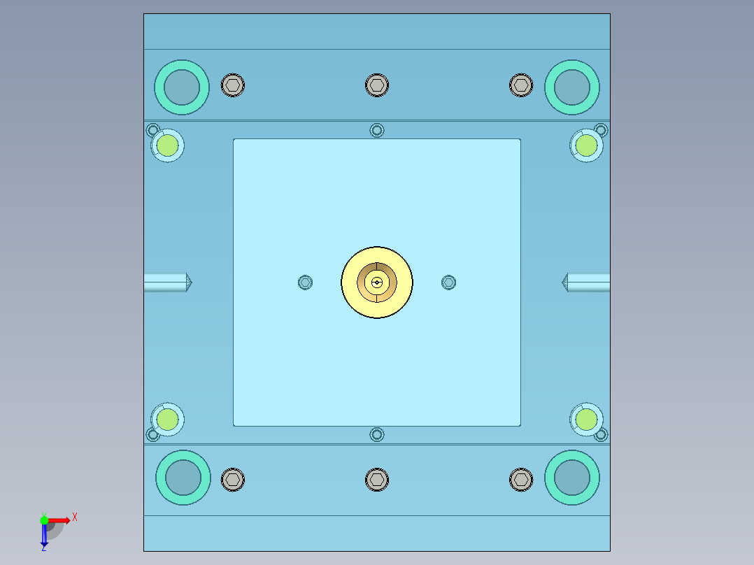 Q117-台灯罩注塑模具设计【三维proe】一模两腔俯视图