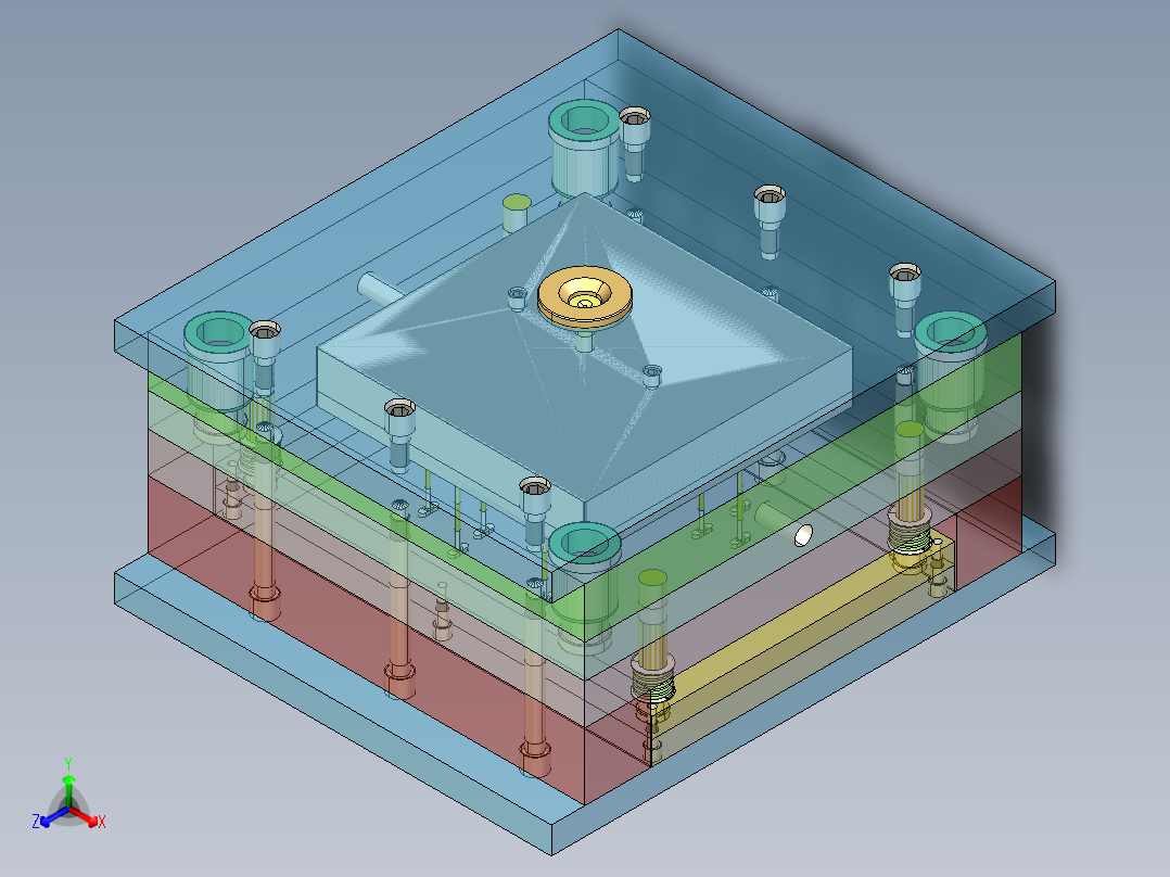 Q117-台灯罩注塑模具设计【三维proe】一模两腔正等轴测图