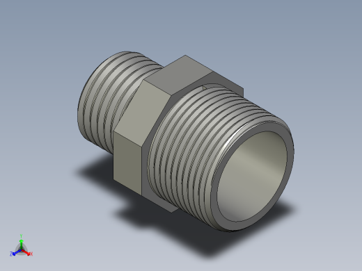 螺纹管对丝-六角异径 DN20-DN15正等轴测缩略图