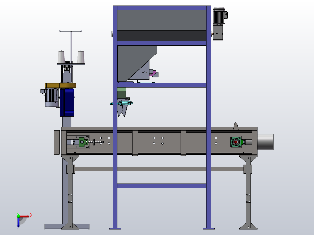 5kg大米包装机-三维SW俯视图