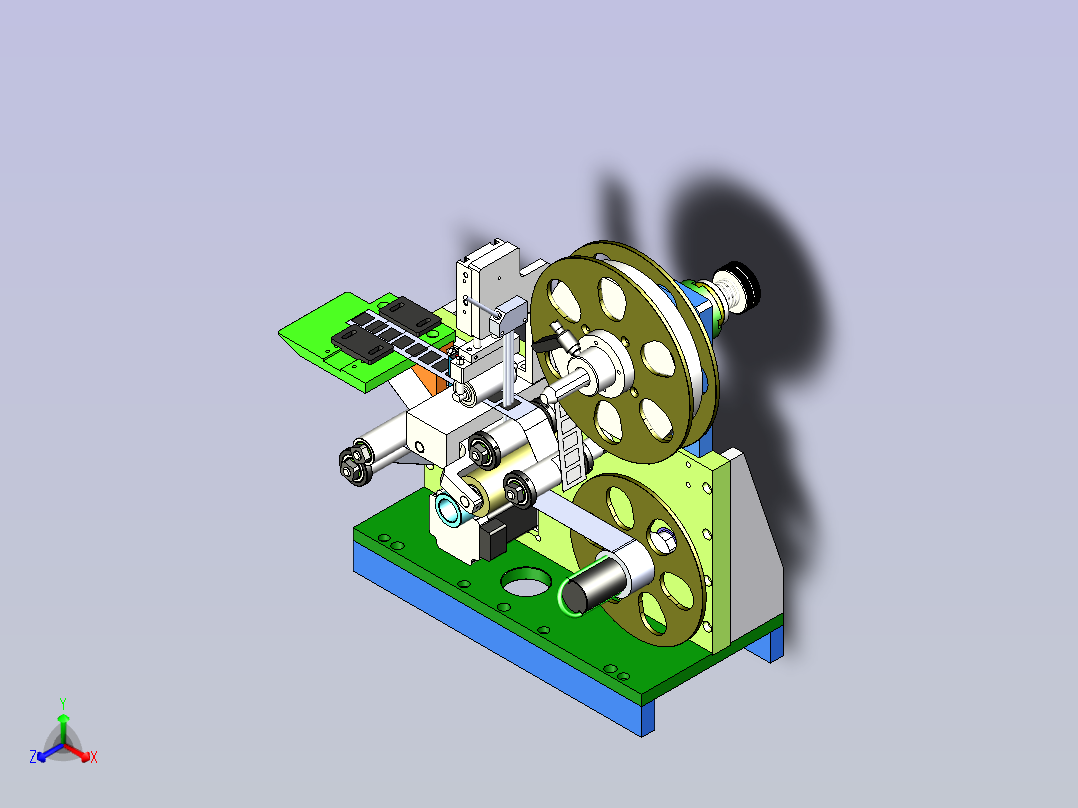 一款小型剥标签机构3D模型正等轴测图