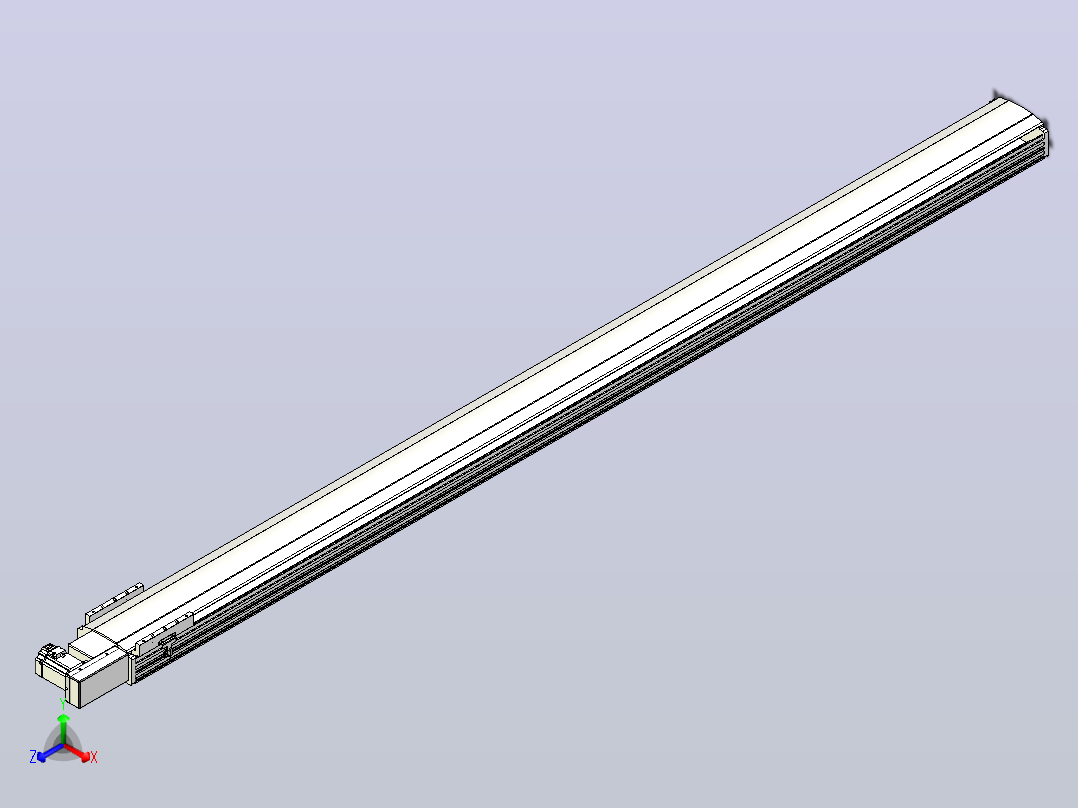皮带直线轴半封闭可选导轨TPA-HNB-202D-140-L3050-MR-Y-P75-N3正等轴测图