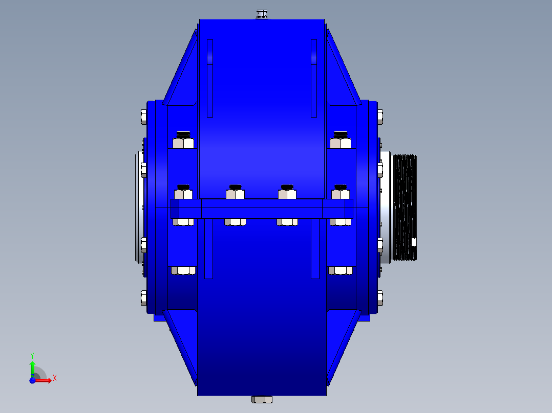 三级斜齿轮减速箱3D图纸 Solidworks设计 附IGS STEP前视图