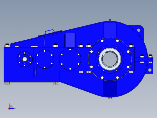 三级斜齿轮减速箱3D图纸 Solidworks设计 附IGS STEP左视缩略图