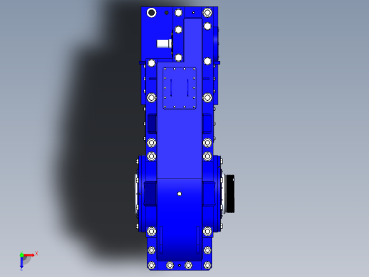 三级斜齿轮减速箱3D图纸 Solidworks设计 附IGS STEP俯视缩略图