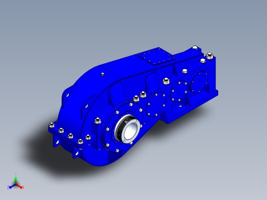 三级斜齿轮减速箱3D图纸 Solidworks设计 附IGS STEP正等轴测缩略图