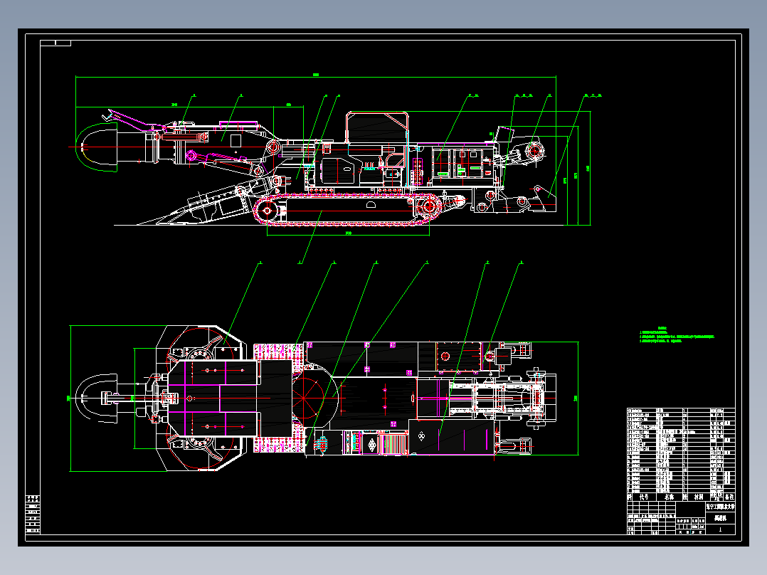 悬臂式掘进机装配图CAD图纸 履带式星轮掘进机CAD设计总装配图