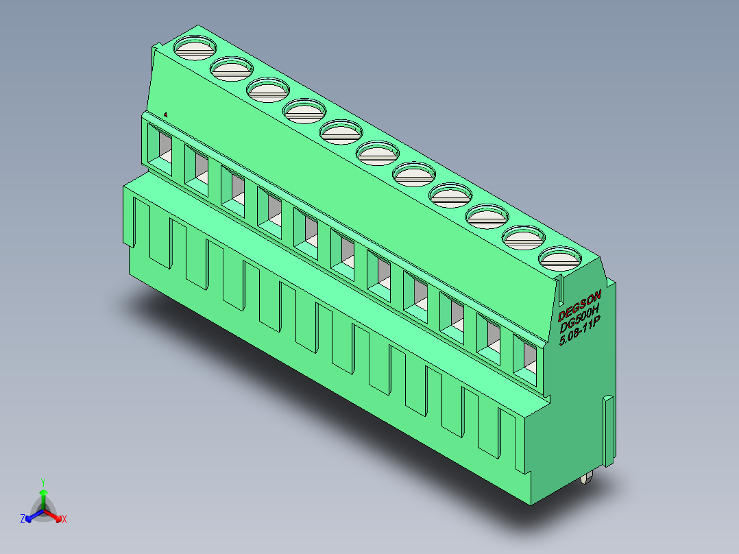 DEGSON DG500 系列 5.05.087.62mm 接线端子-DG500H-5.08-11P-14-00AH主视图