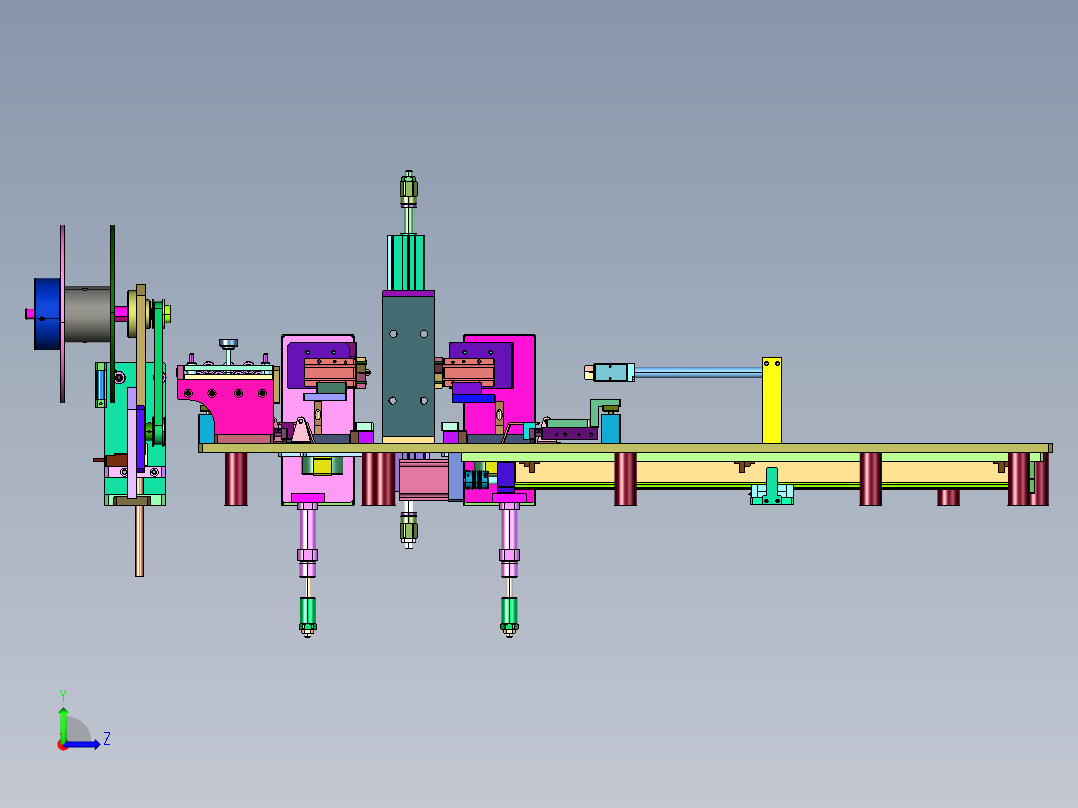 同轴电缆剥线切线送线机左视图