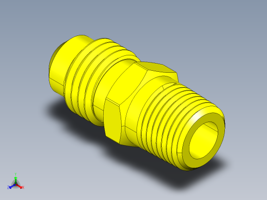 喇叭形 45D 半接头连接器-FLARE 45D 1-4 Tube OD-7-16-20 x 1-8 NPT.STEP正等轴测缩略图