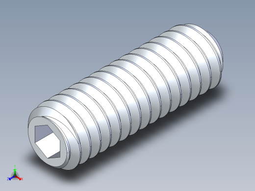 UNC 平头紧定螺钉-UNC SET SCREW 8-32 x0.500.STEP正等轴测缩略图