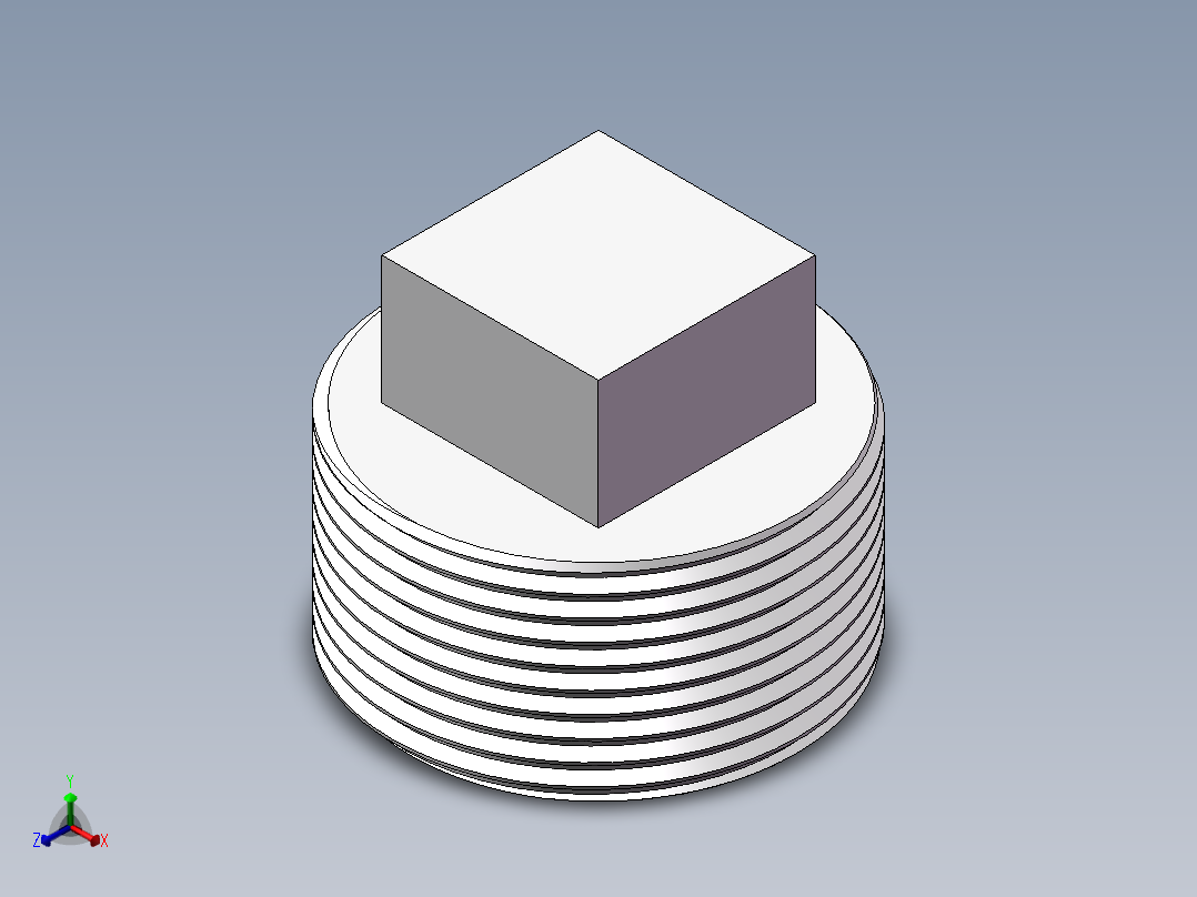 四角塞头 DN32正等轴测图