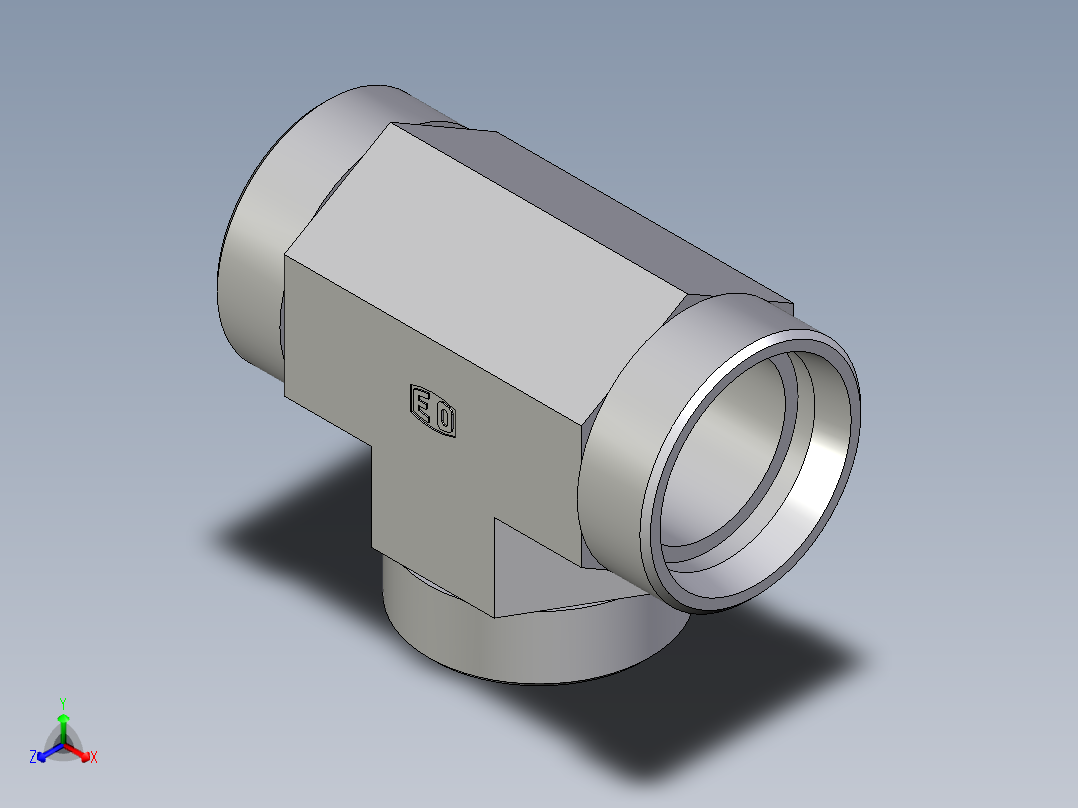 卡套式工业通用硬管接头EO_Union_tee_T42LCFX主视图