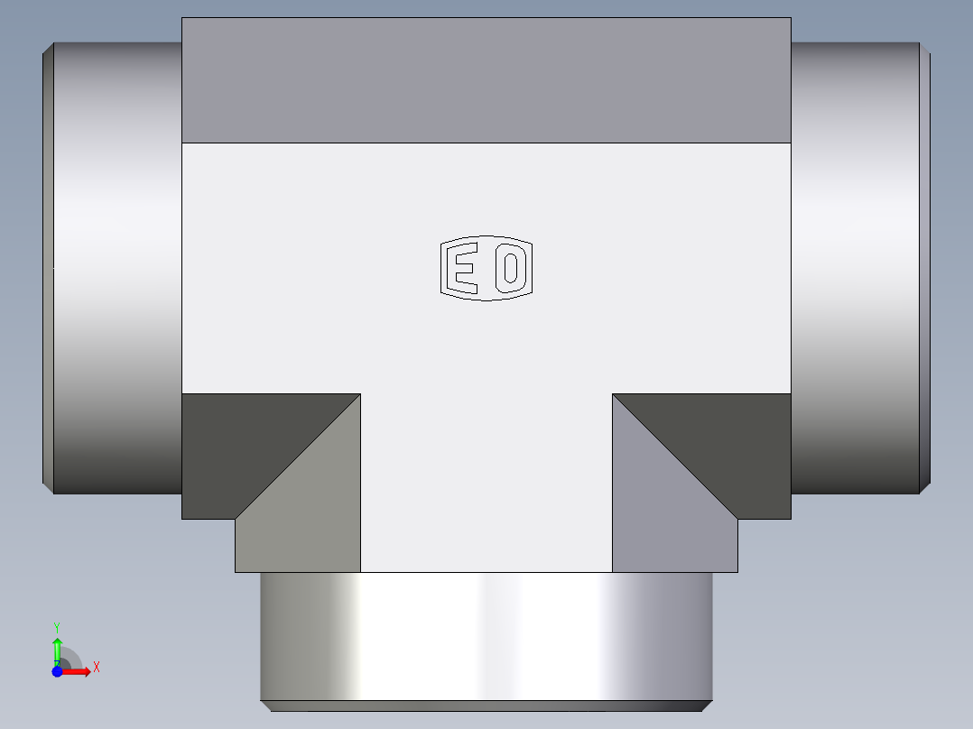 卡套式工业通用硬管接头EO_Union_tee_T42LCFX前视图