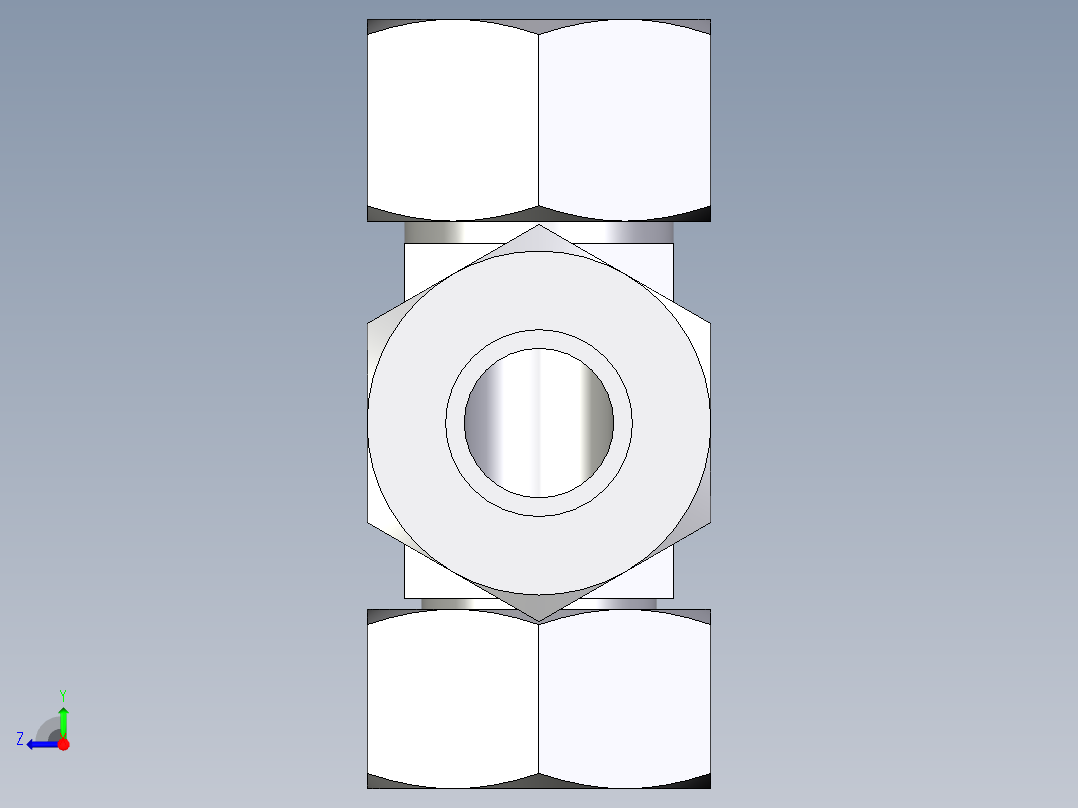 卡套式工业通用硬管接头EO_Swivel_nut_run_tee_EL25SCF右视图