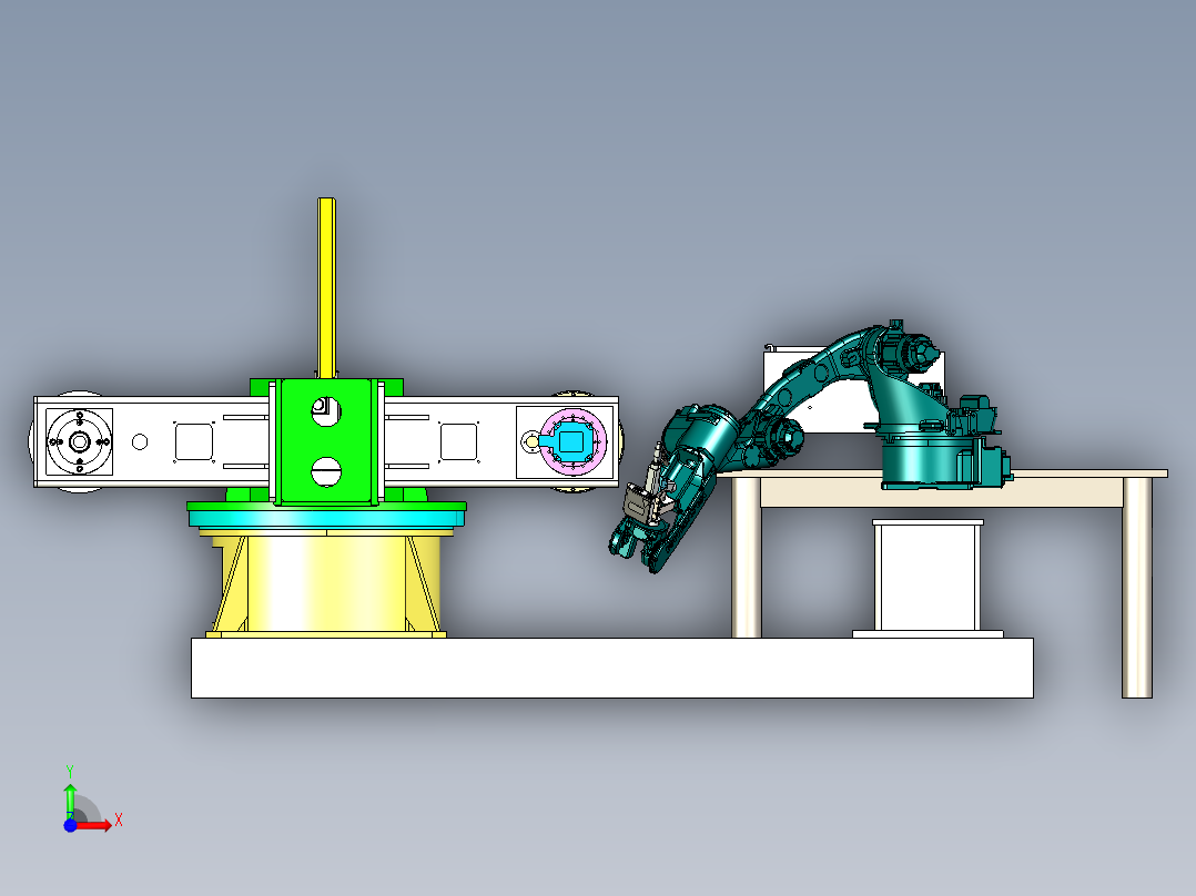 焊接机器人带变位机前视图