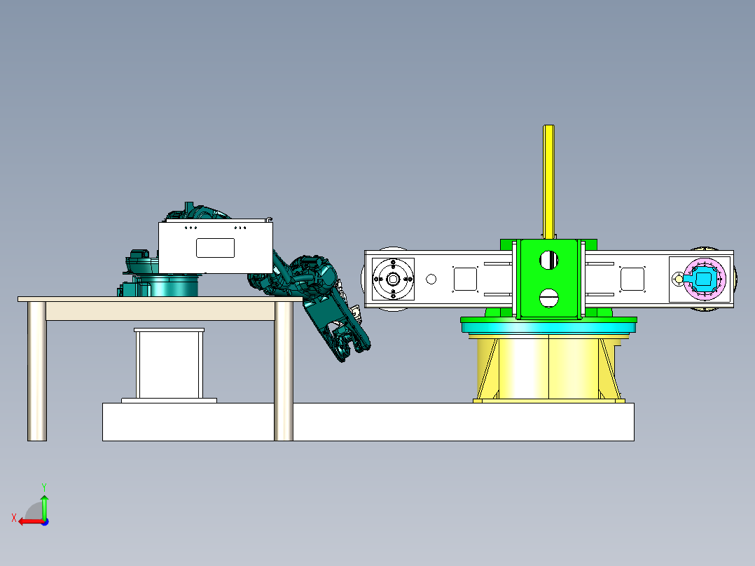 焊接机器人带变位机后视图