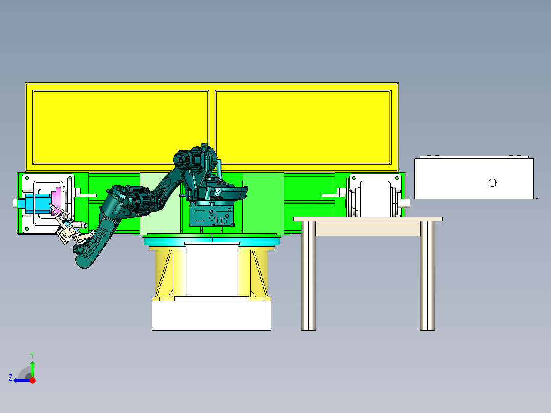 焊接机器人带变位机右视图