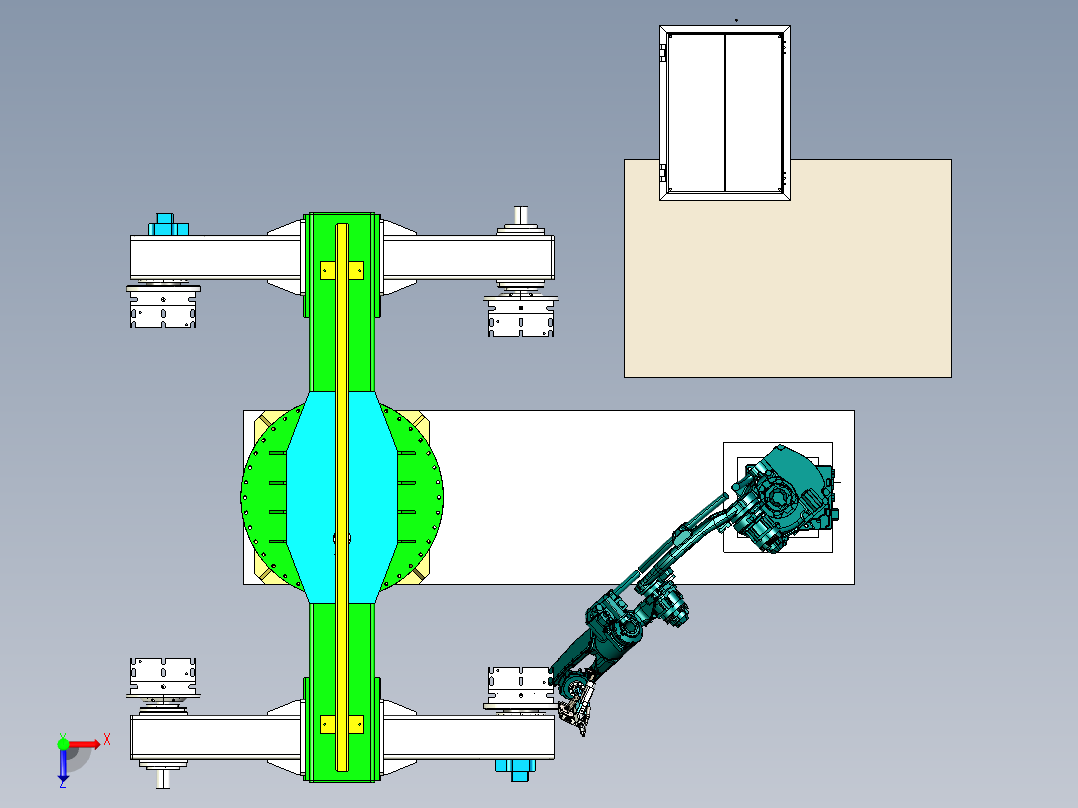焊接机器人带变位机俯视图