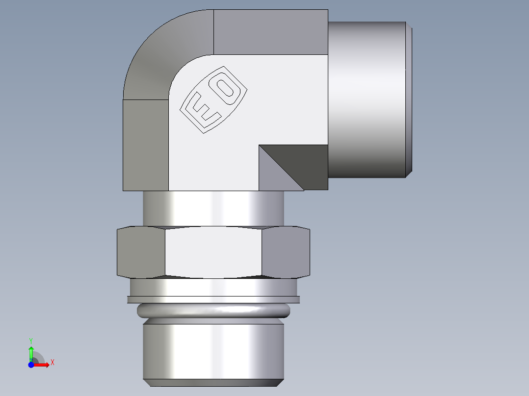 卡套式工业通用硬管接头EO_Adjustable_Locknut_elbow_WEE20SMOROMDCF前视图