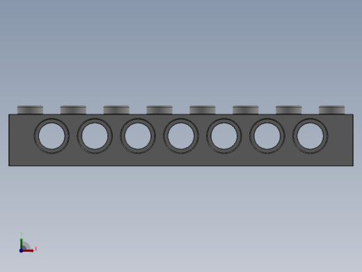 乐高机械组积木（横梁）-370201 White Technic Brick 1 x 8 with Holes前视缩略图