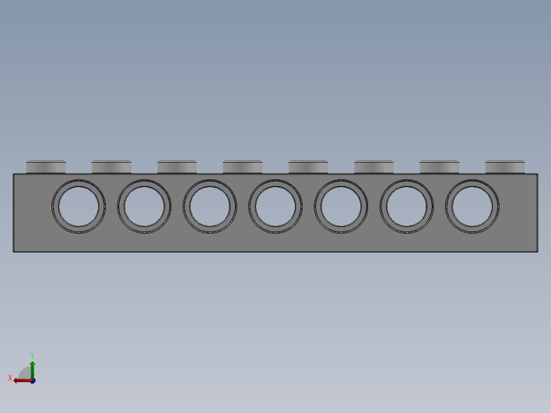 乐高机械组积木（横梁）-370201 White Technic Brick 1 x 8 with Holes后视图