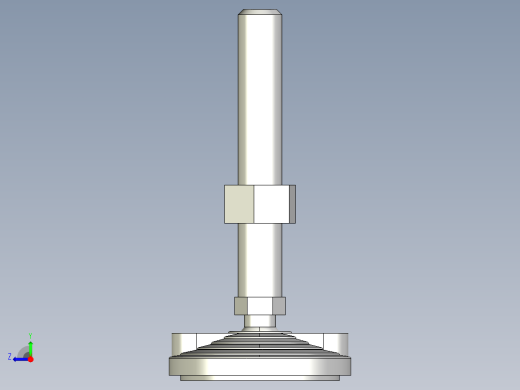 水平調整腳座LVF100-3D多系列多零件图纸模型右视缩略图
