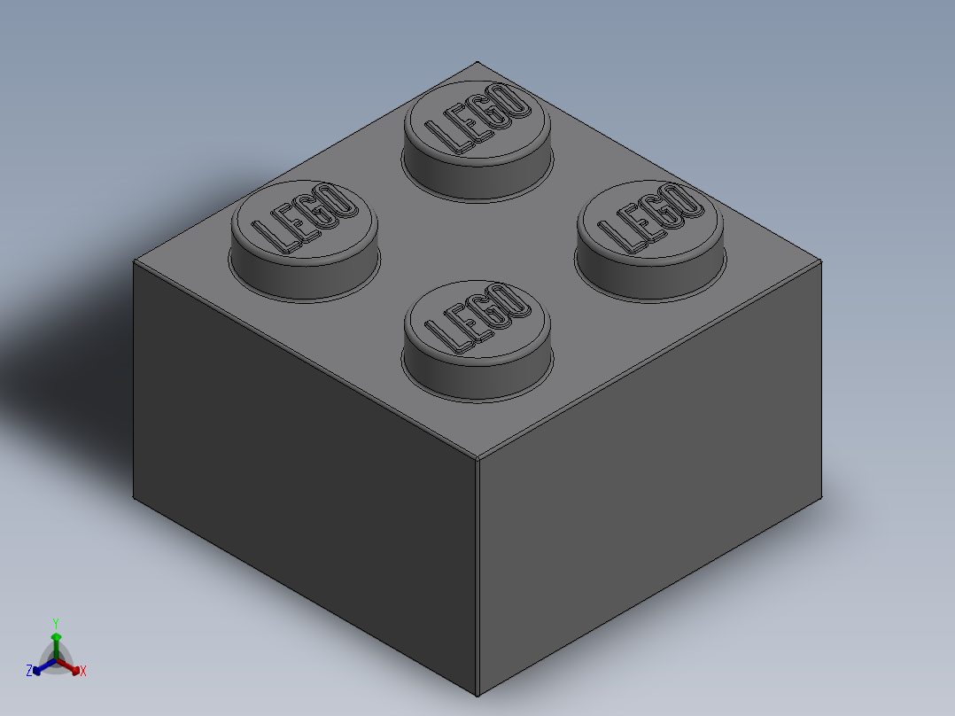 乐高套装 4421基本积木-4211387 - 3003 Medium Stone Grey Brick 2 x 2.SLDPRT正等轴测图