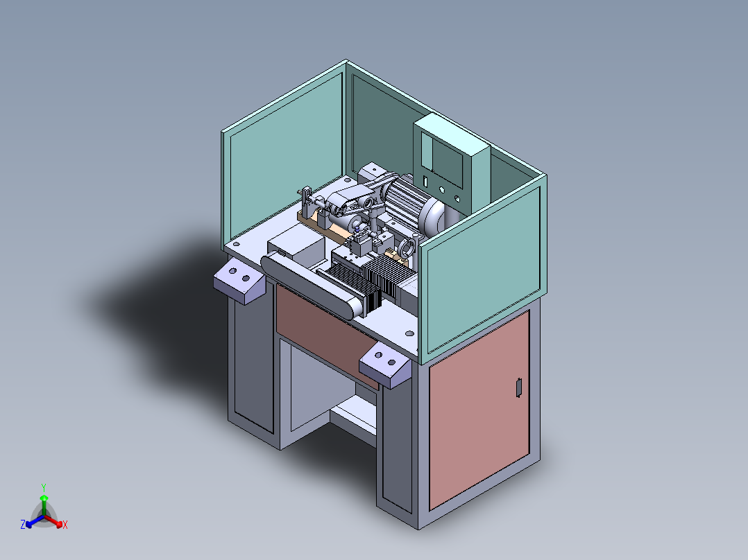 单刀双伺服精车机(sw18可编辑+工程图)正等轴测图